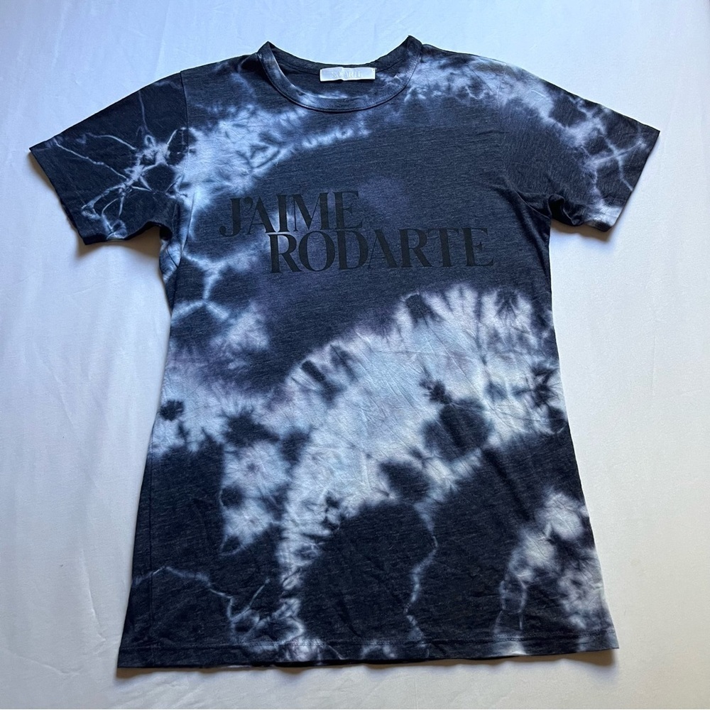 RODARTE blue logo tie dye short sleeve crew neck‎ knit tshirt